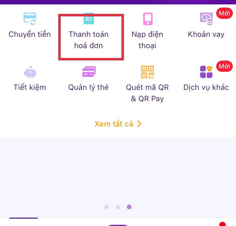 chon thanh toan hoa don