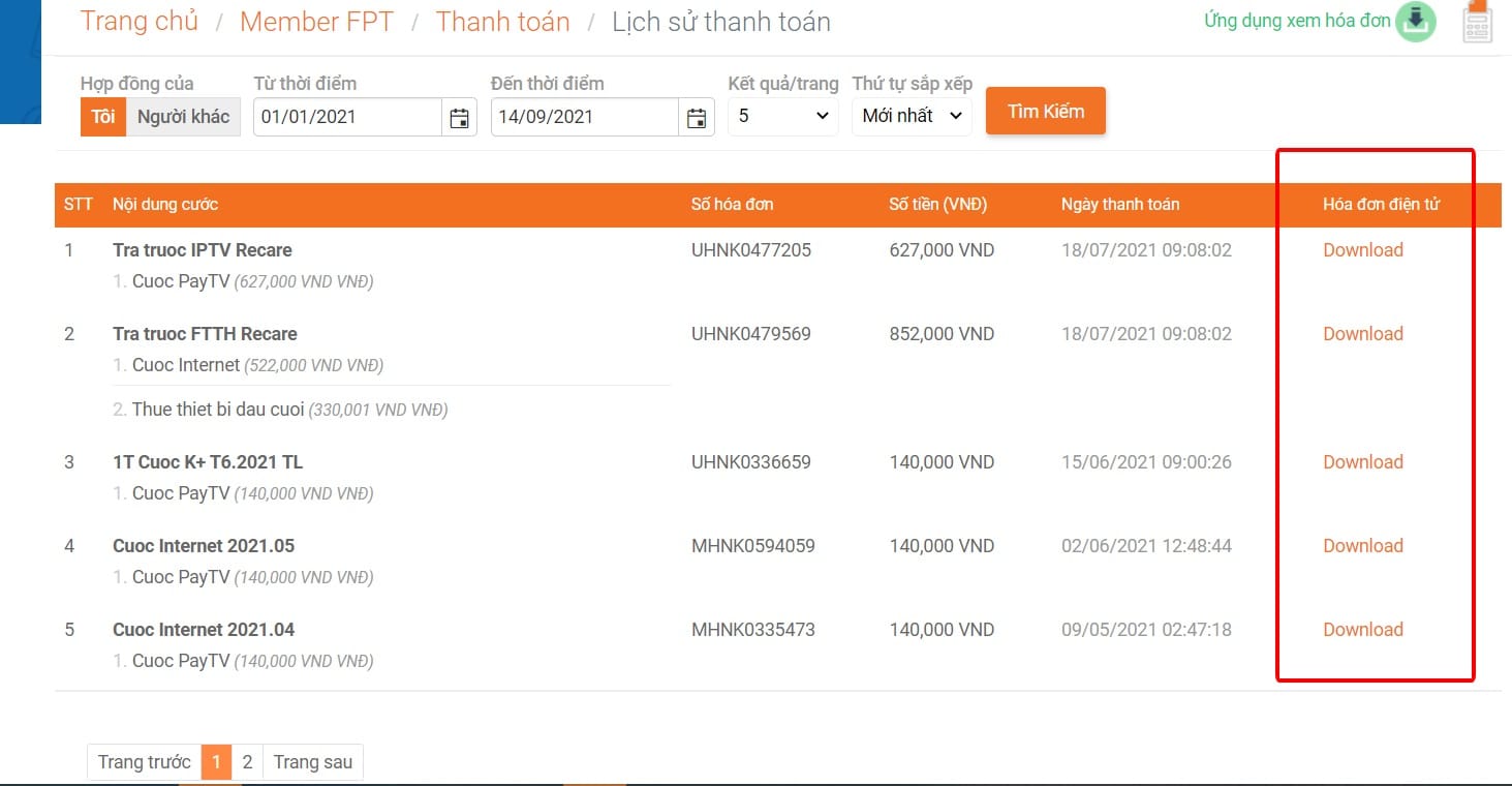 tra cuu hoa don dien tu internet fpt buoc 4